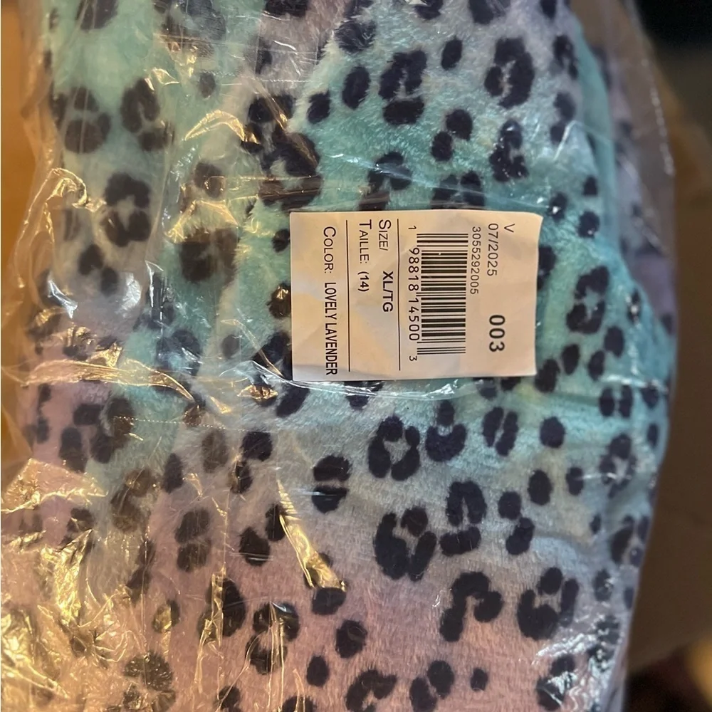 💜The Children's Place Girls Leopard cozy fleece sleepwear Onesie-SZ XL(14) NWT